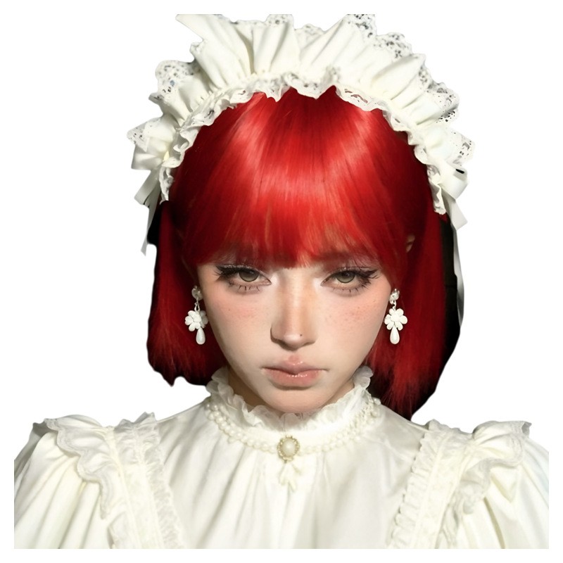 Womens Short Wig Versatile Cosplay Bright Red Bob Cut Wig photo 4