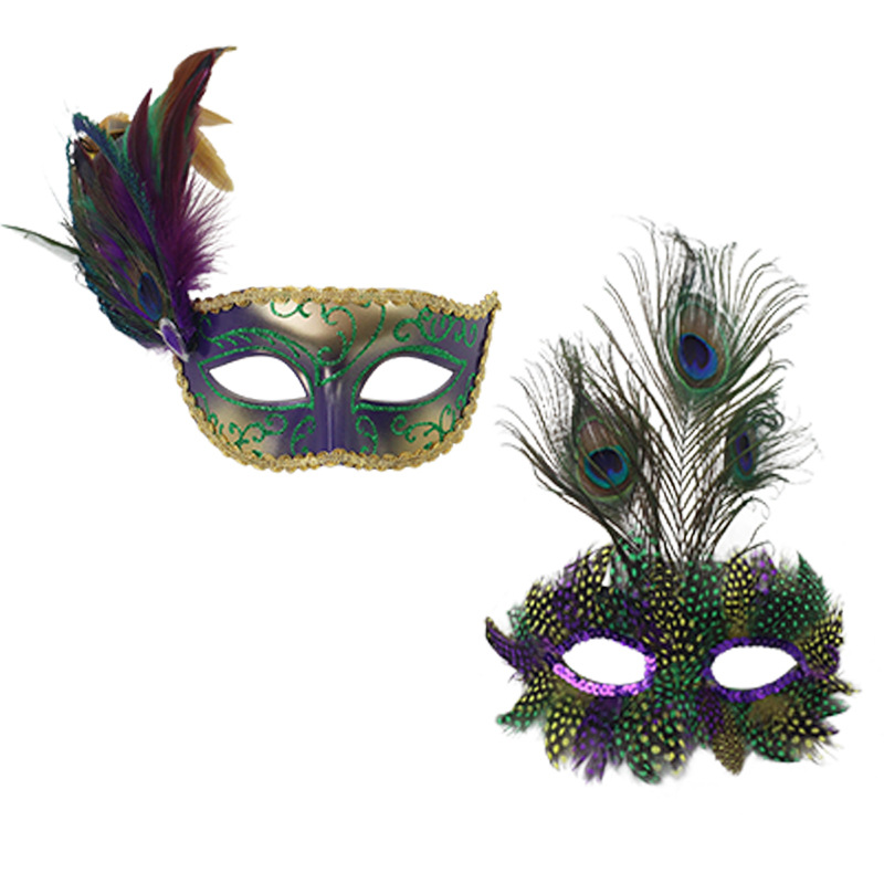 Half-face Ostrich Feather Detachable Side-flower Mask photo 4