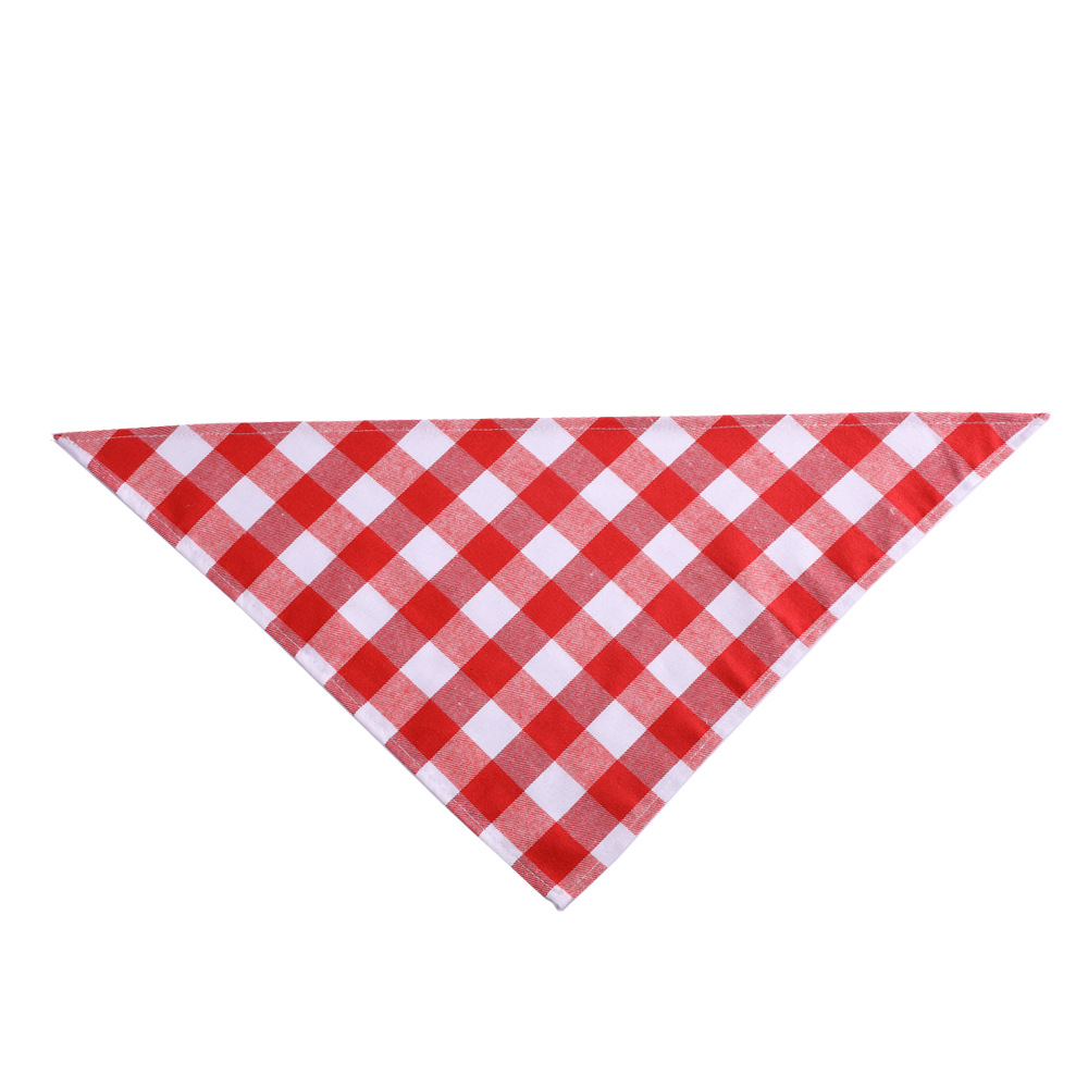Single-layer Cotton Plaid Dog Bib, Available In Small And Large Sizes photo 3