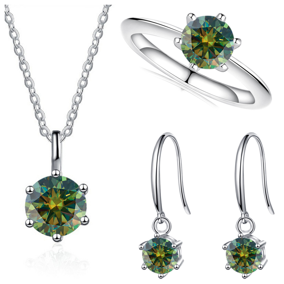 3-Carat Sterling Silver Moissanite Jewelry Set photo 2