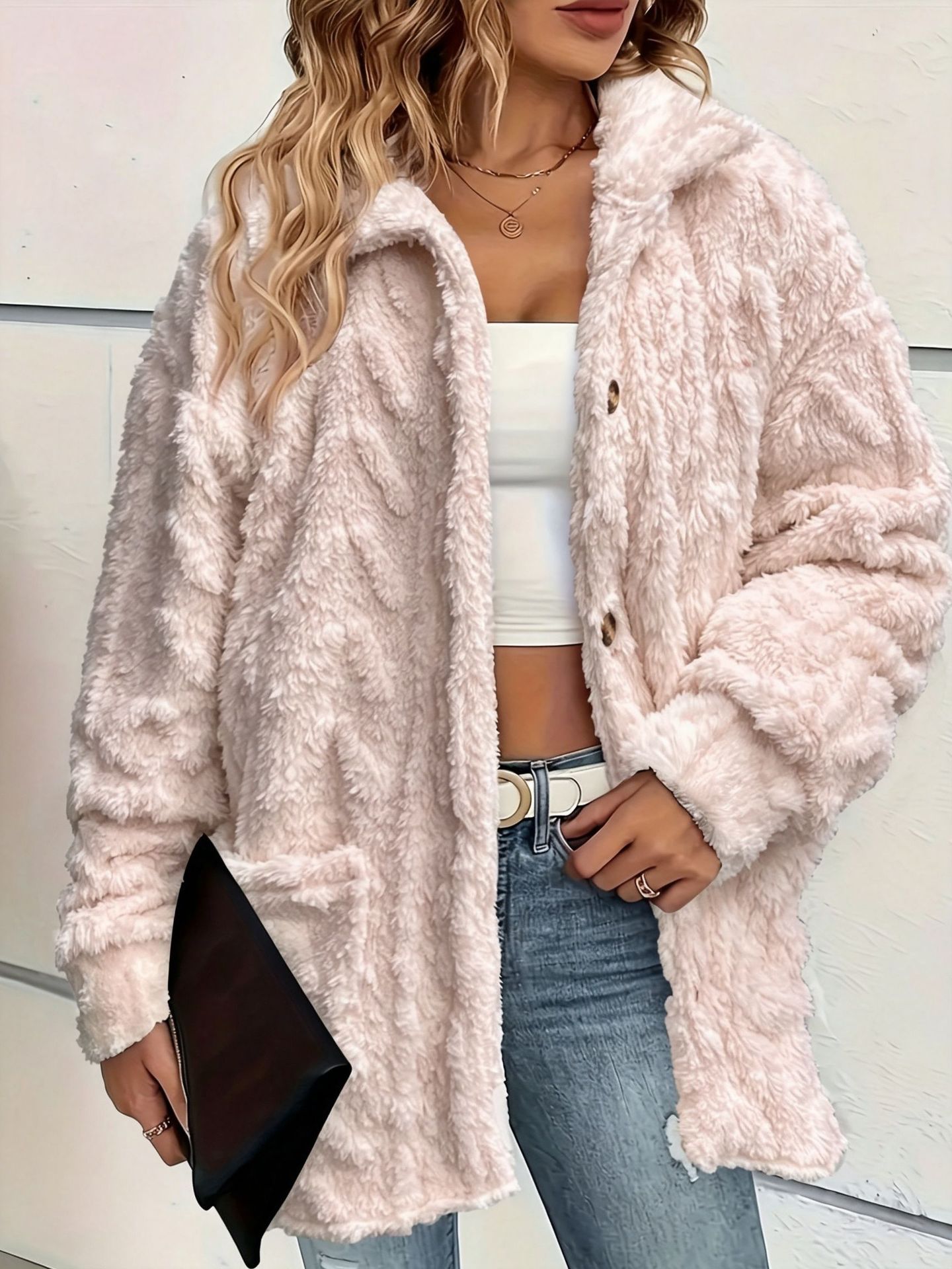 Women's Plush Lapel Fashion Jacket photo 4