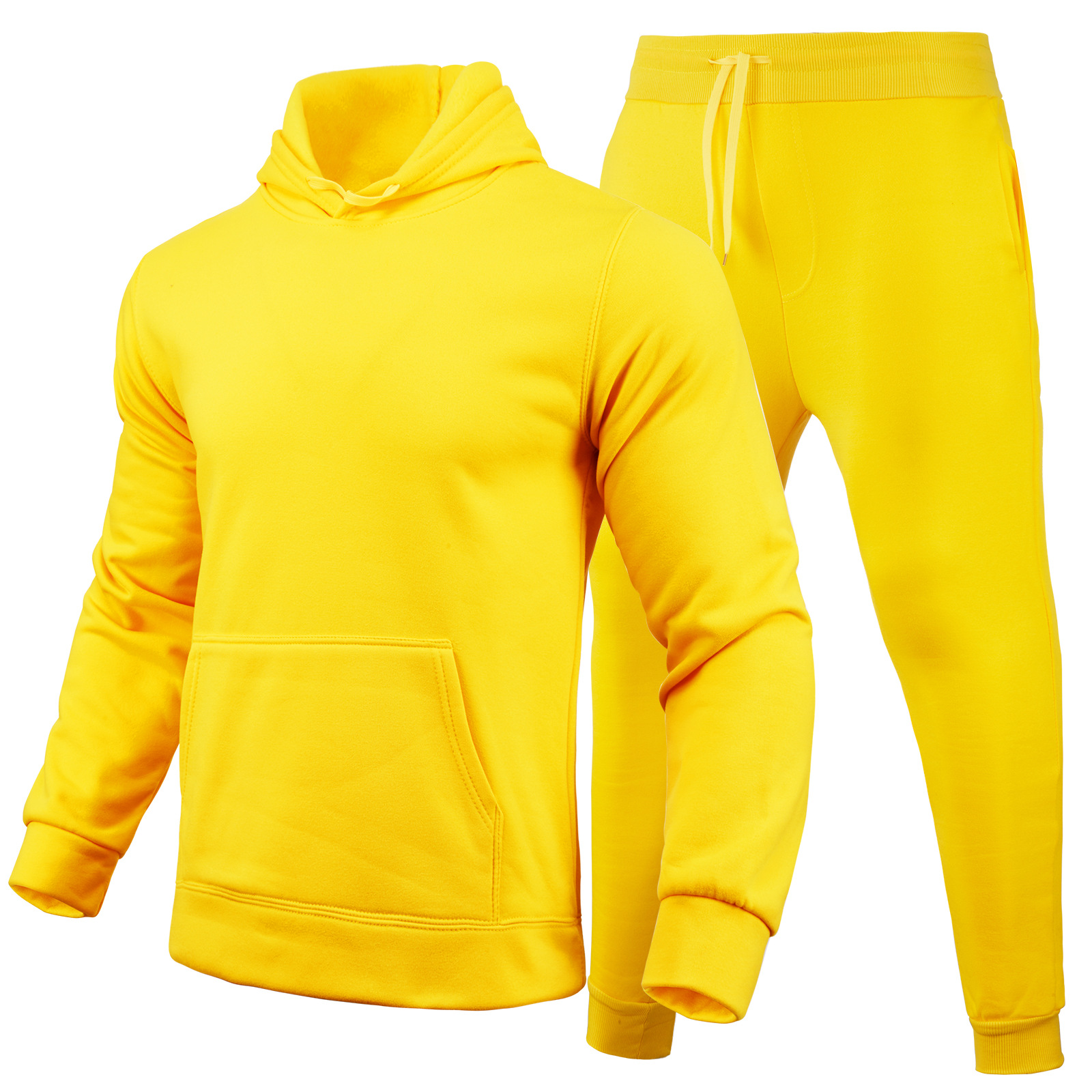 Slim-fit Solid Color Hoodie Set Urban Casual photo 5