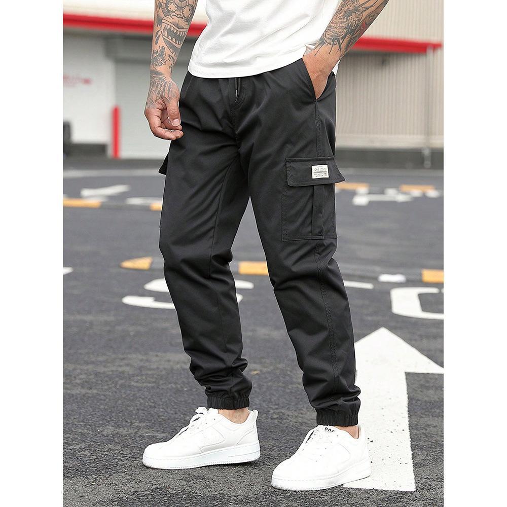 Men's Retro Drawstring Multi Pocket Workwear Casual Pants photo 6