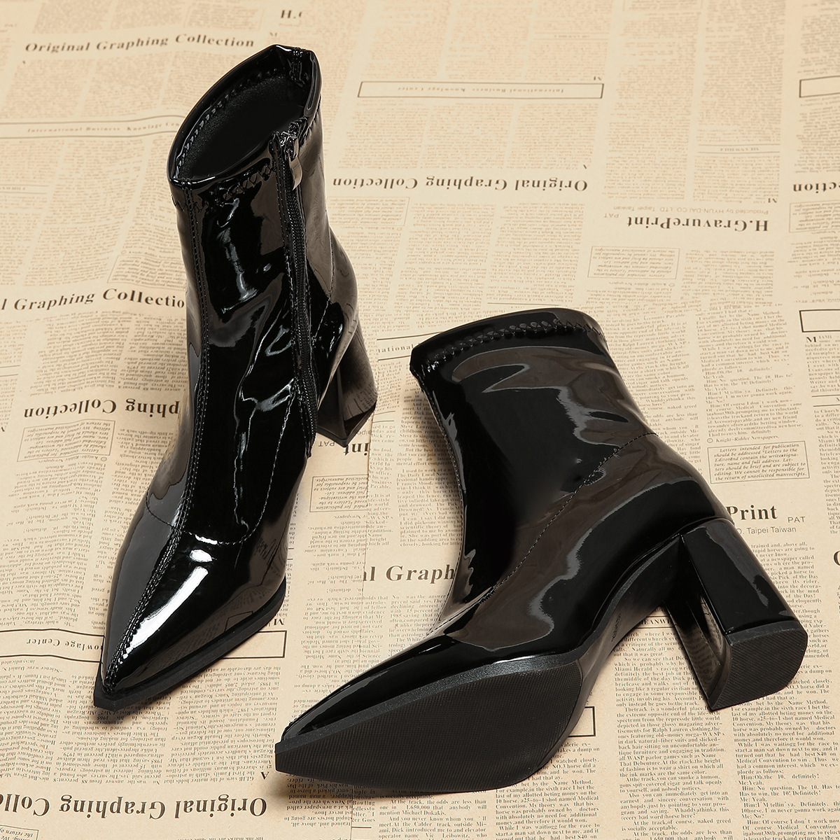 Women's Pointed-toe Chunky-heel Ankle Boots photo 6