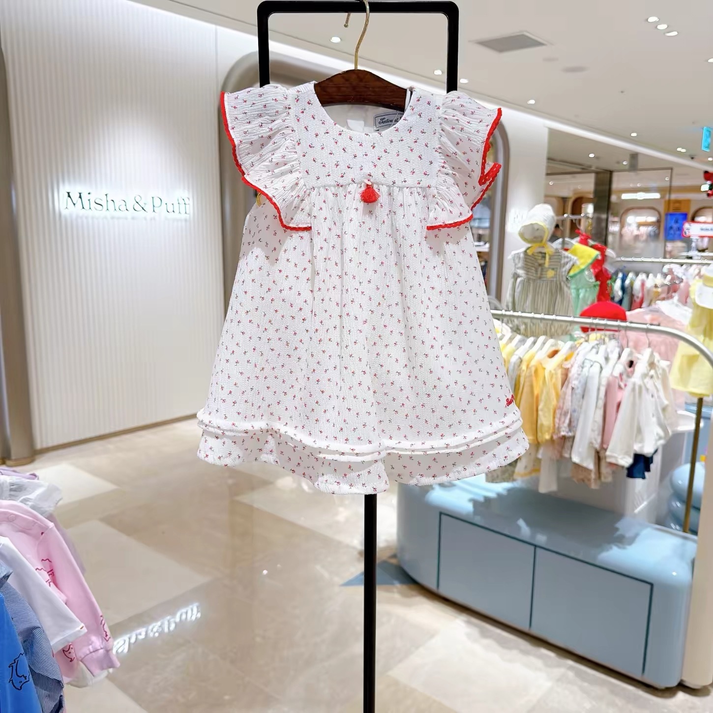 Summer Crinkled Chiffon Floral Dress With Flutter Sleeves Safety Shorts photo 1