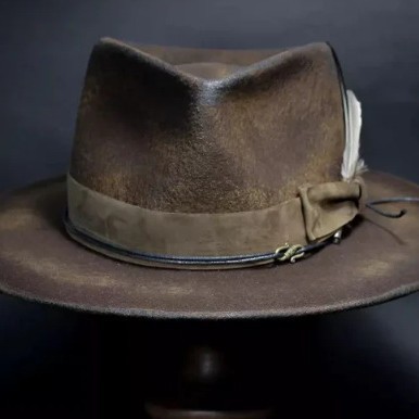 Wool Wide-brimmed Denim Distressed Vintage Jazz Top Hat photo 3