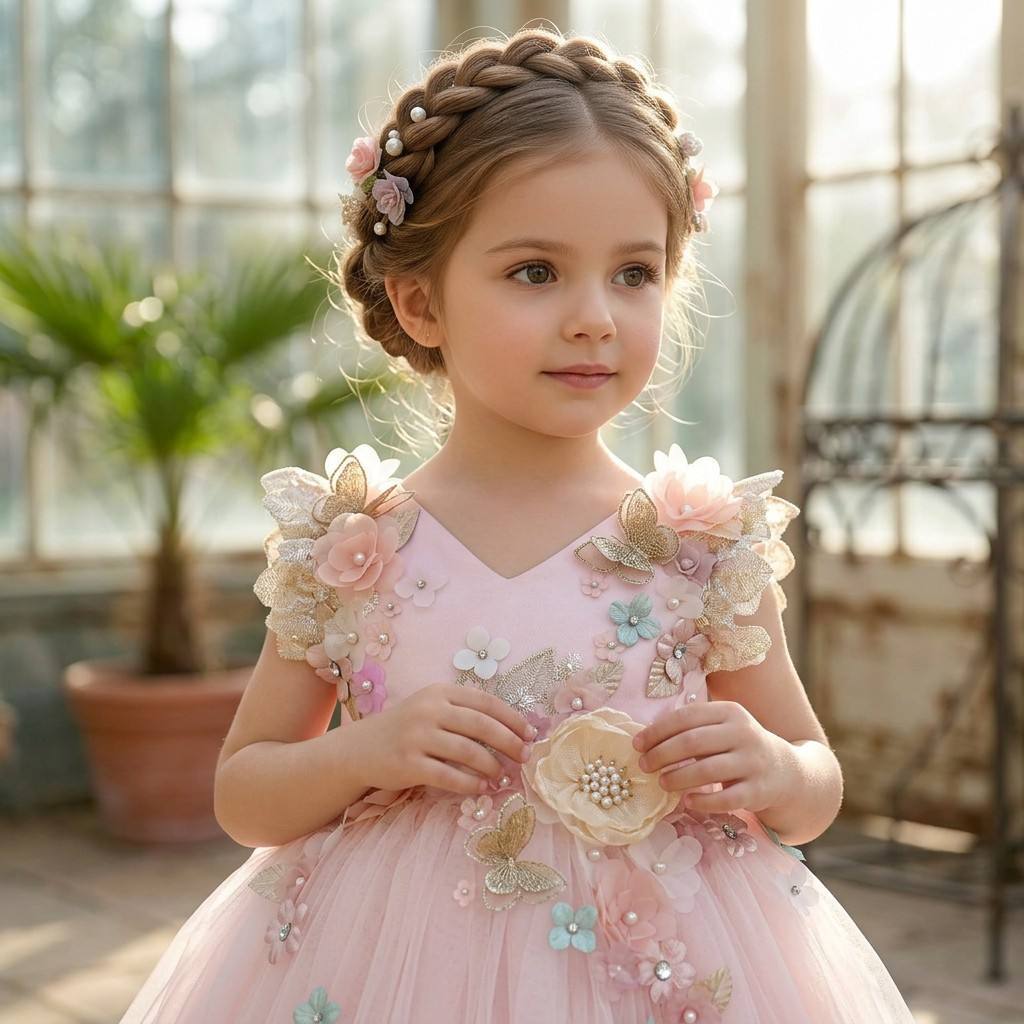 Three-dimensional Floral Tulle Princess Dress photo 7