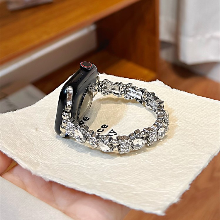 Colored Diamond Fashionable Metal Elastic Watch Strap photo 5
