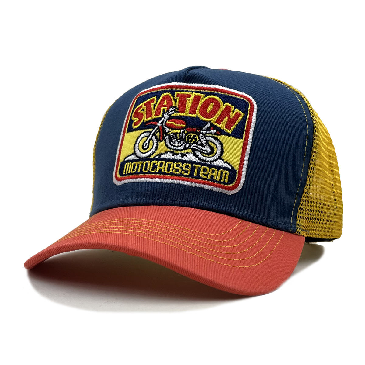 Motorcycle-Embroidered Color-Block Sun Hat photo 3