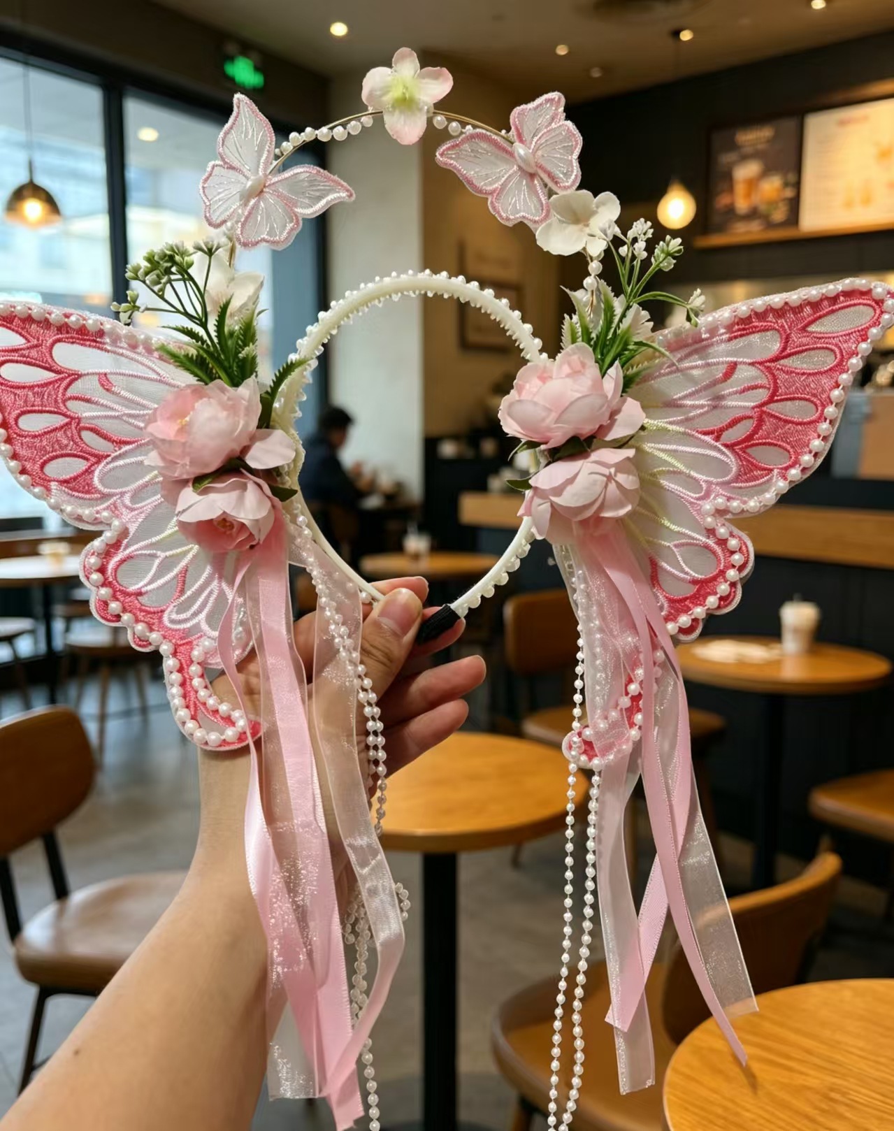 Large Butterfly Hair Clip Silk Flower Side photo 4
