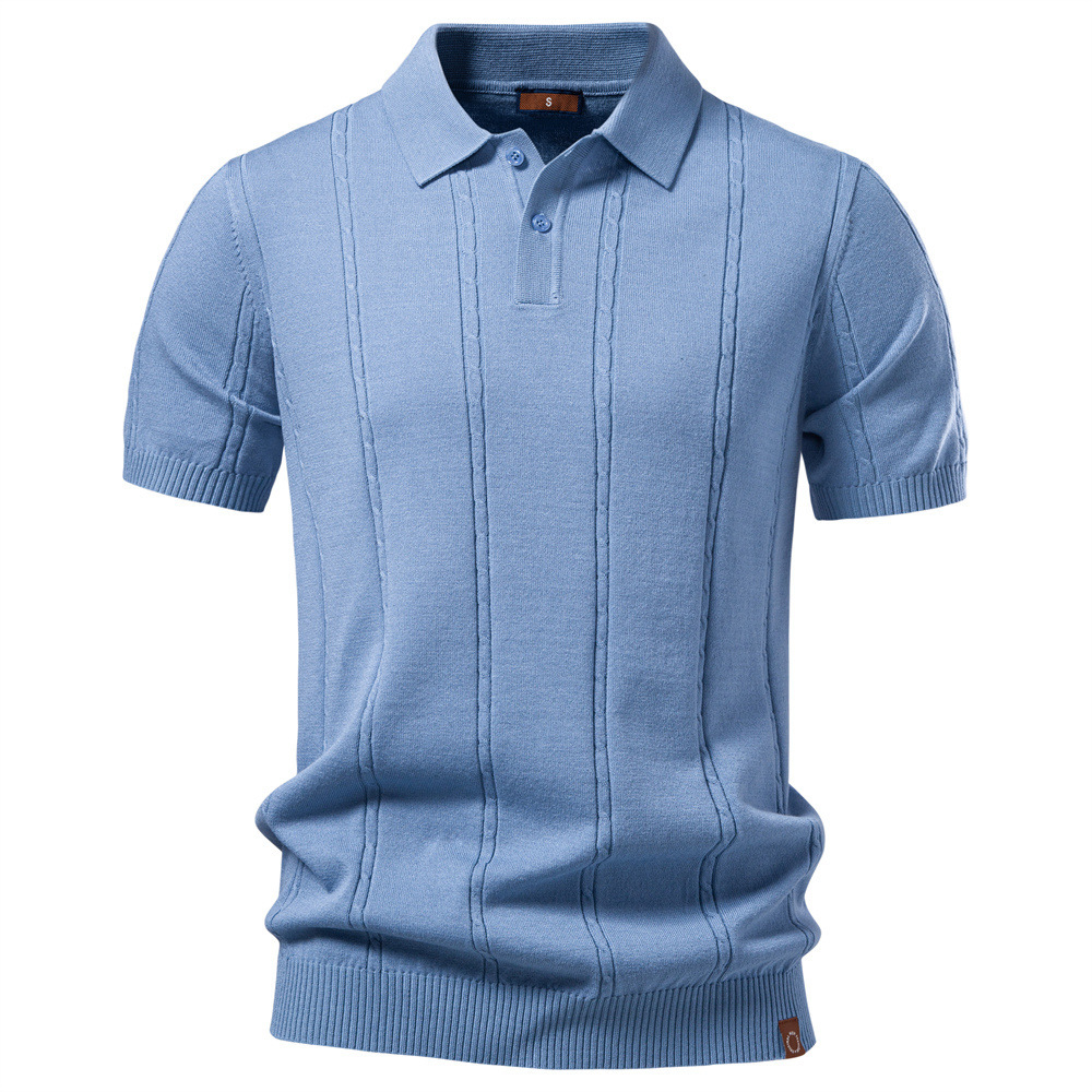 Mens Business-Casual Knitted Ice-Silk Short-Sleeve Shirt photo 2