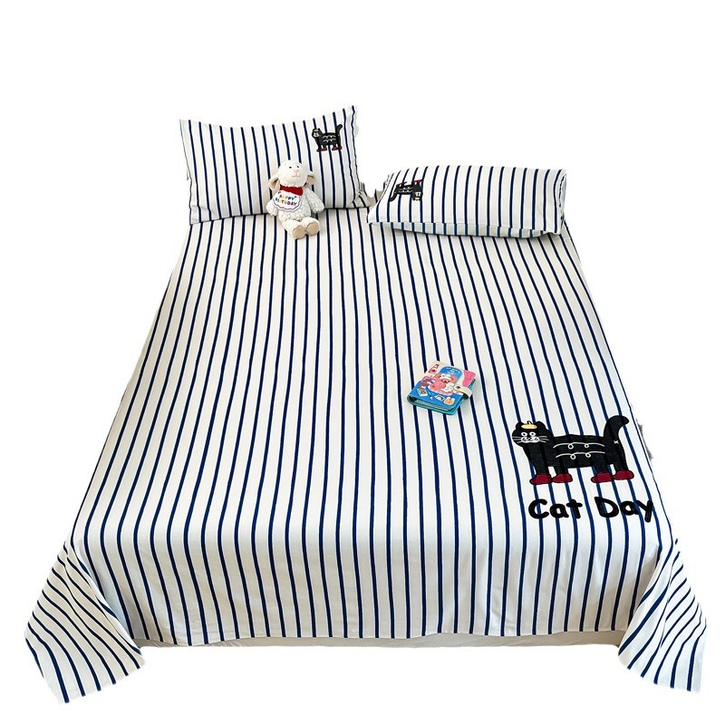 Cotton Coarse Cloth Cartoon Embroidered Bed Sheet photo 3