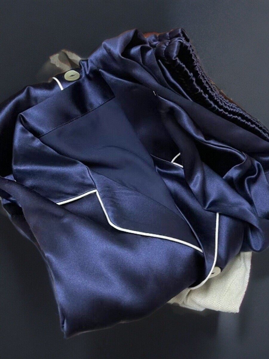 Mens Long-sleeve Long-pants Silk Pajama Set photo 5