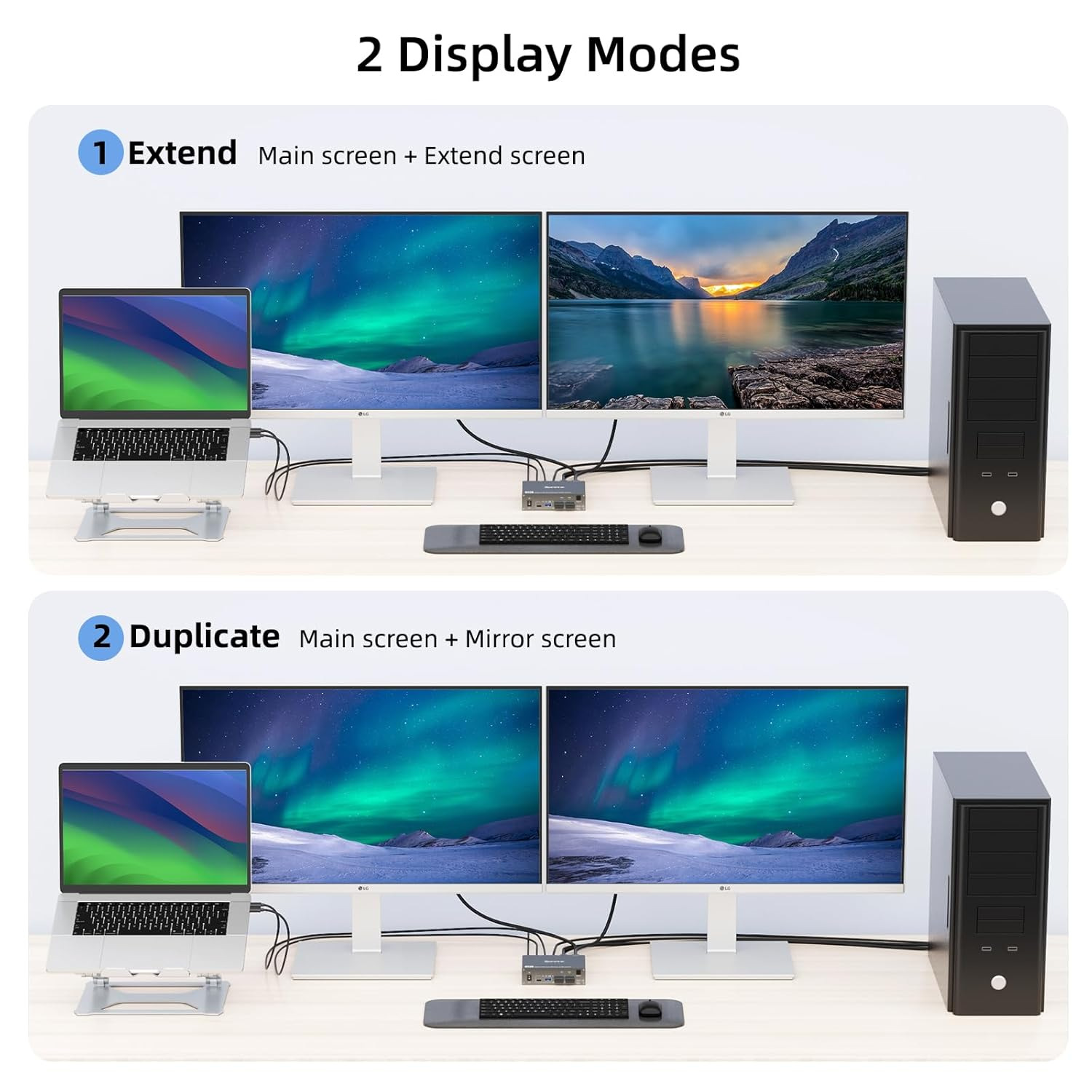 2-Monitor 2-Computer USB Dual-Monitor USB 30 USB Type-C KVM Switcher photo 3