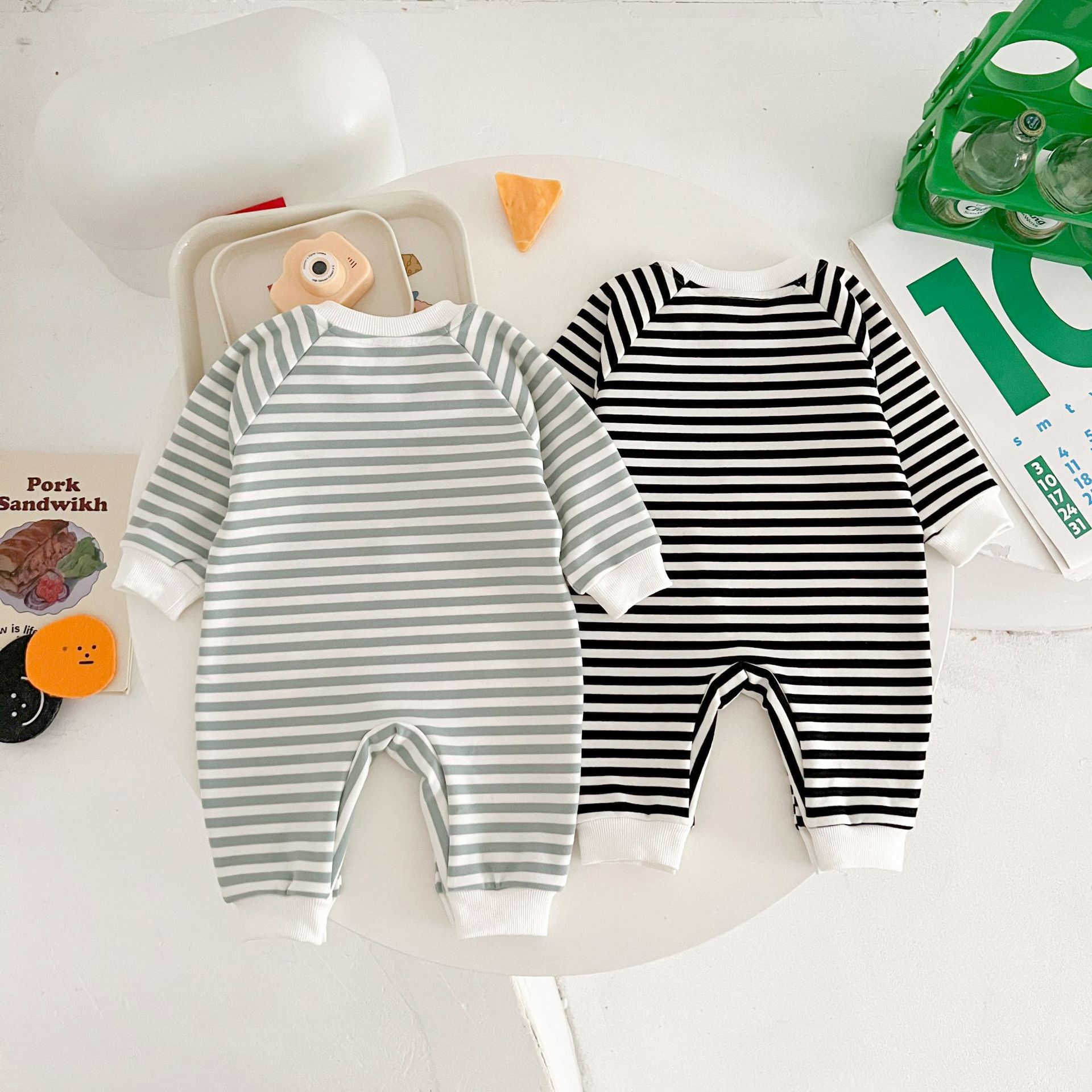 Springautumn New Arrival Striped Dinosaur-embroidered Baby Romper For 0 2 year olds photo 6