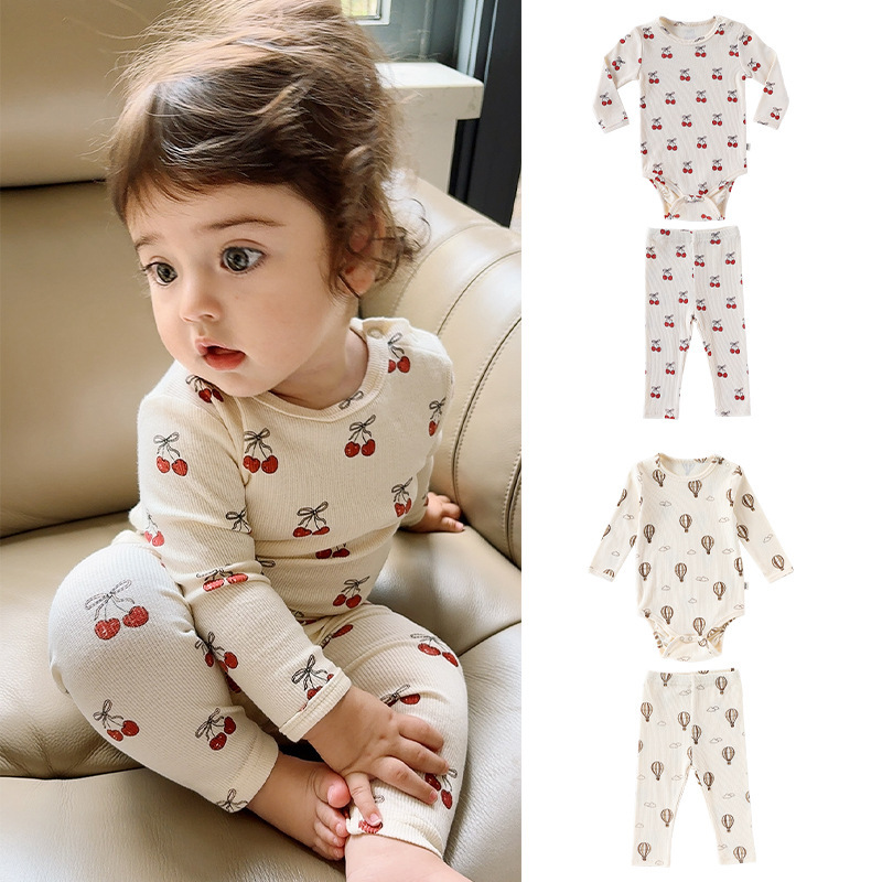 Long-sleeve Romper And Crawling Suit Two-piece Set For Baby Boys And Girls photo 1