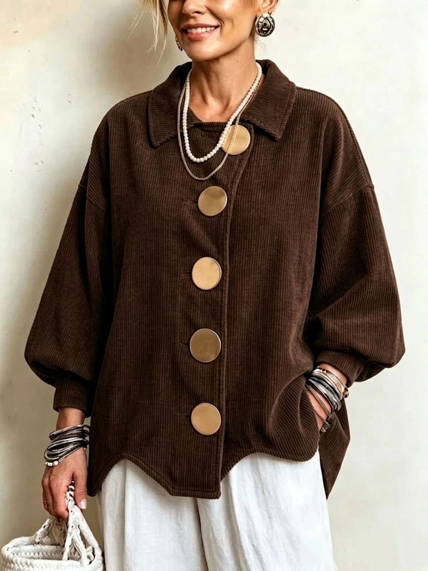 Oversized Metal-button Corduroy Jacket photo 3