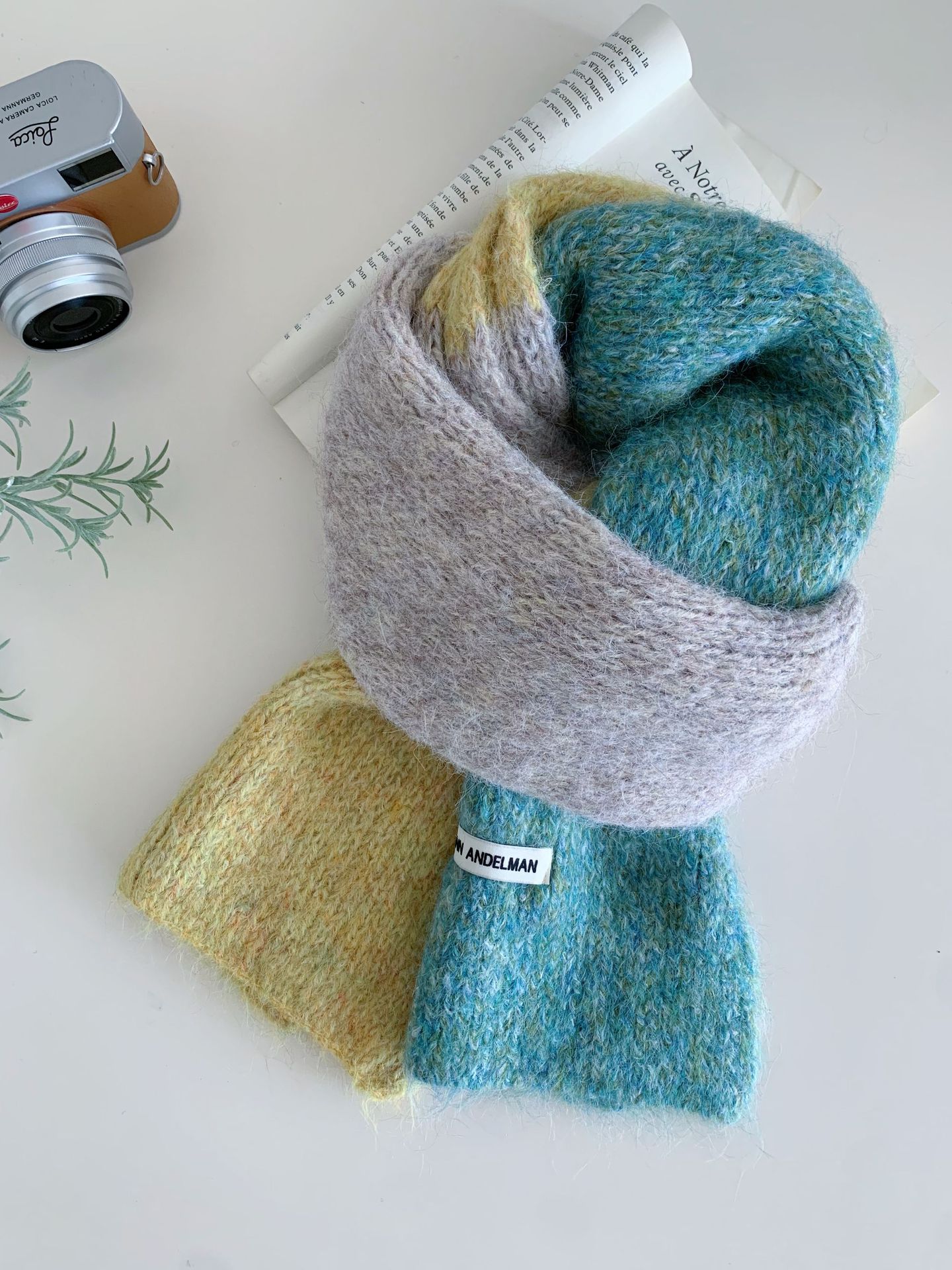 Color-block Knitted Scarf For Women Warm And Versatile photo 5