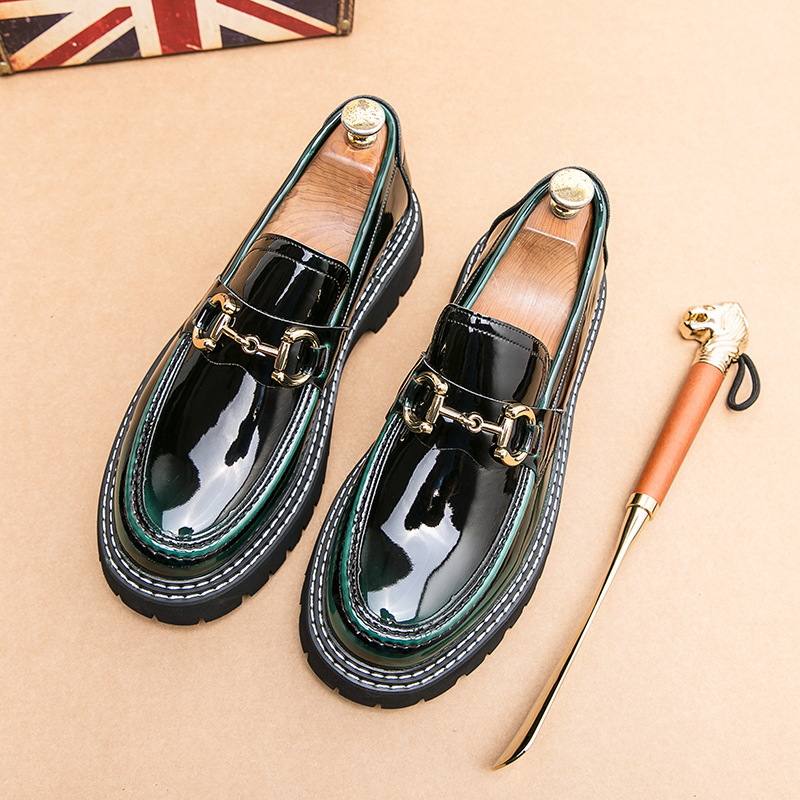 Men's Patent Leather Shiny Slip-on Loafers With A Height-increasing Design photo 6