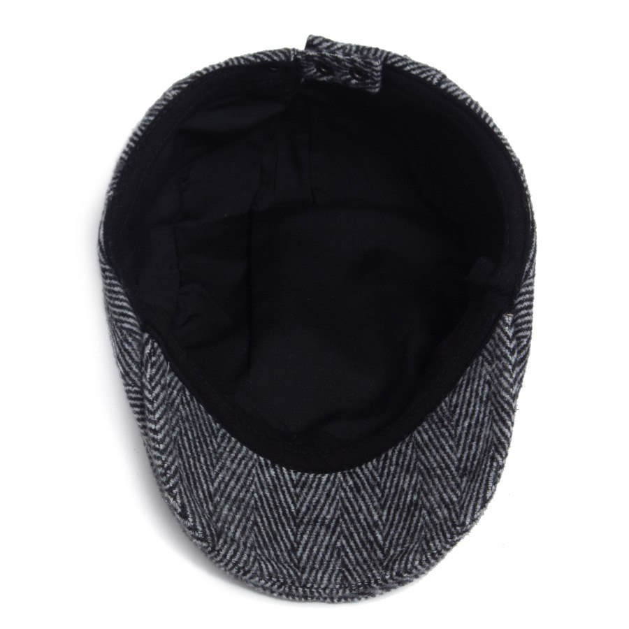 Beret Men's British Vintage Newsboy Casual Herringbone Forward Peaked Cap photo 3