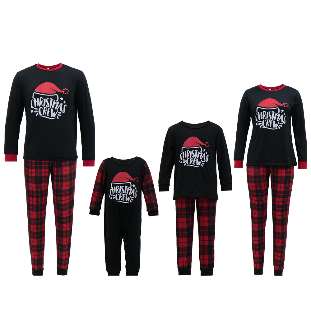 Checkered Cotton Parent-child Christmas Home Pajama Set photo 4