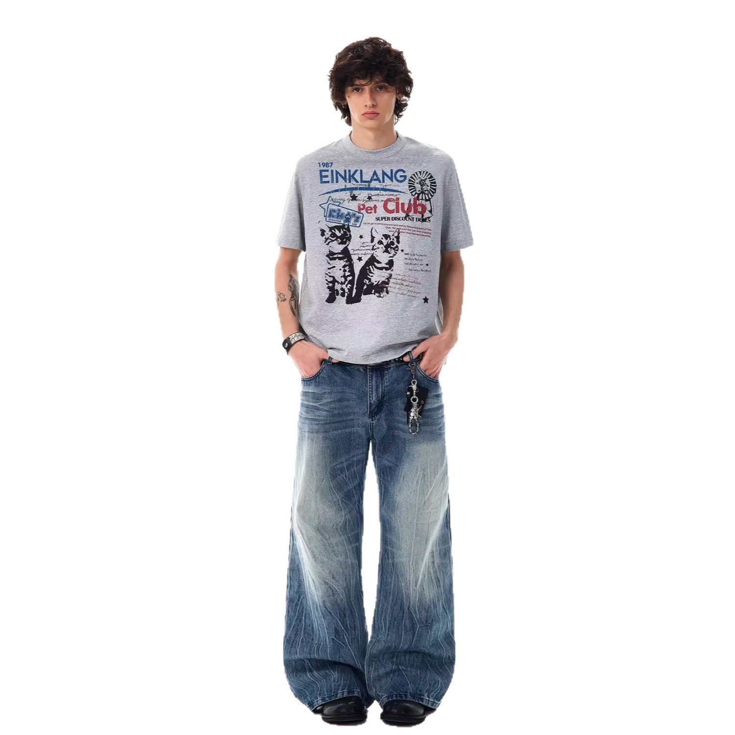 American-style Vintage Cat Summer New Short-sleeve photo 2