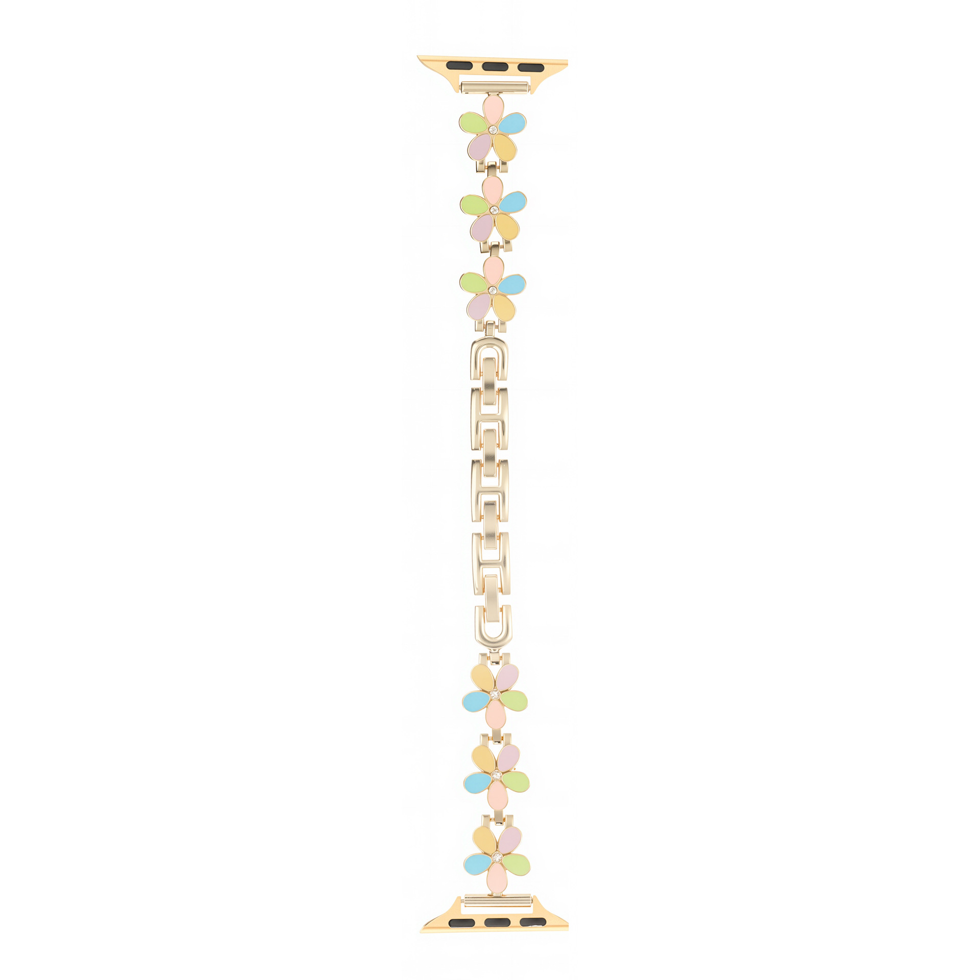 Five-petal Flower Pattern With Gold-embossed Resin And Metal Bracelet Strap photo 5