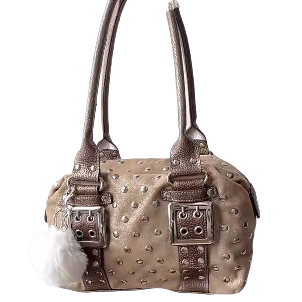 Korean-style Rivet Leather Polka-dot Retro Large-capacity Tote Underarm Bag photo 8