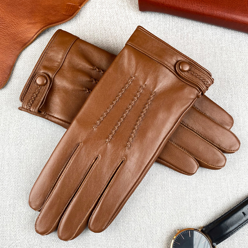 Men's Velvet-lined Leather Casual Gloves photo 4