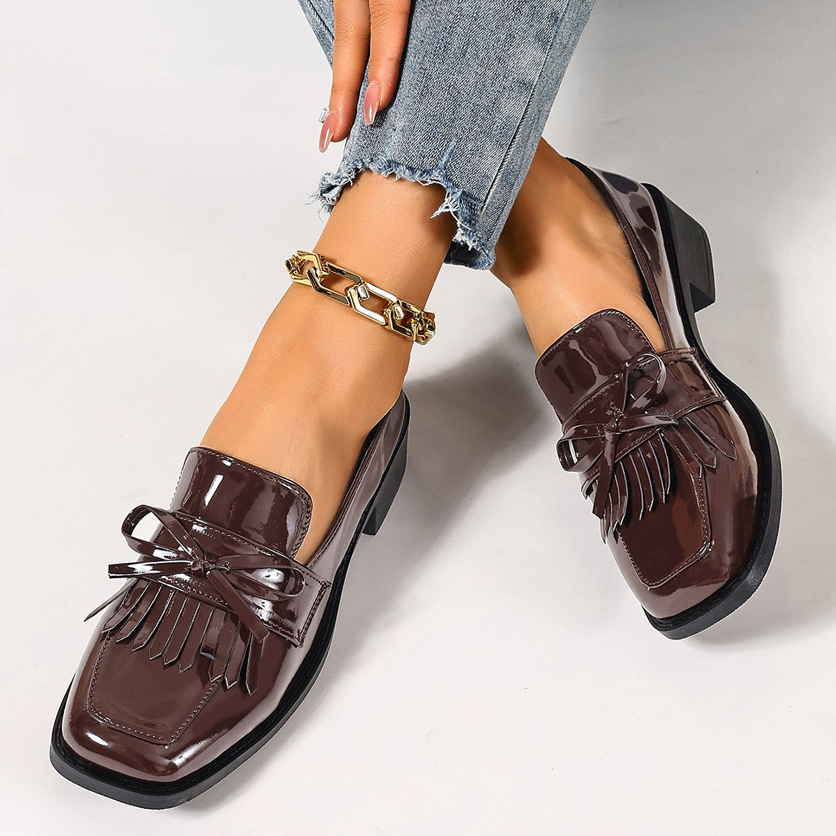 Women's New Shiny Tassel Bow Fashion Pumps photo 4