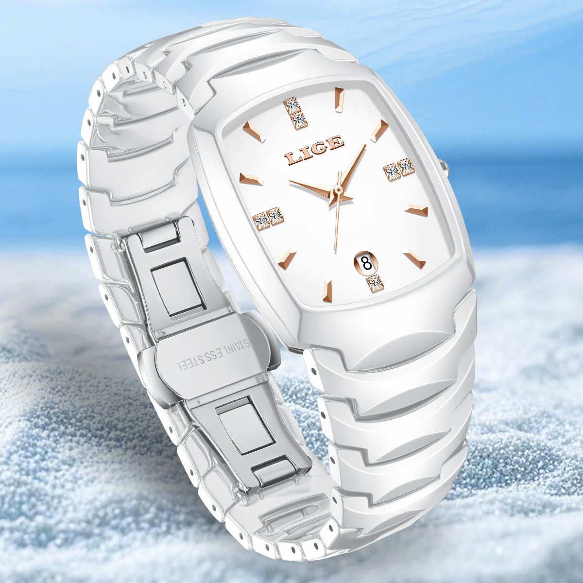 Square Calendar Waterproof Multi-function Sports Couple's Watch Quartz Watch photo 6