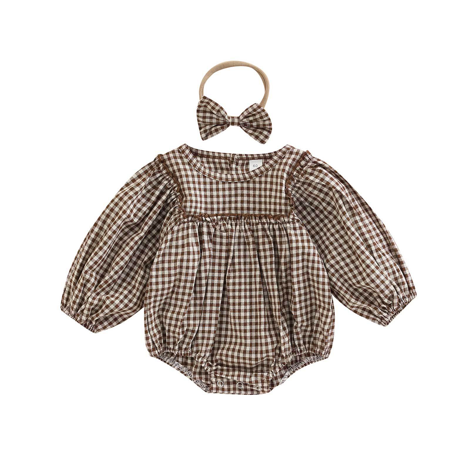 Simple Plaid-Print Long-Sleeve Outfit For Infants And Toddlers photo 4