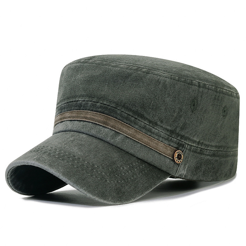 Washed Distressed Flat Crown Hat Breathable Sun Protection Outdoor Cap For Men photo 3