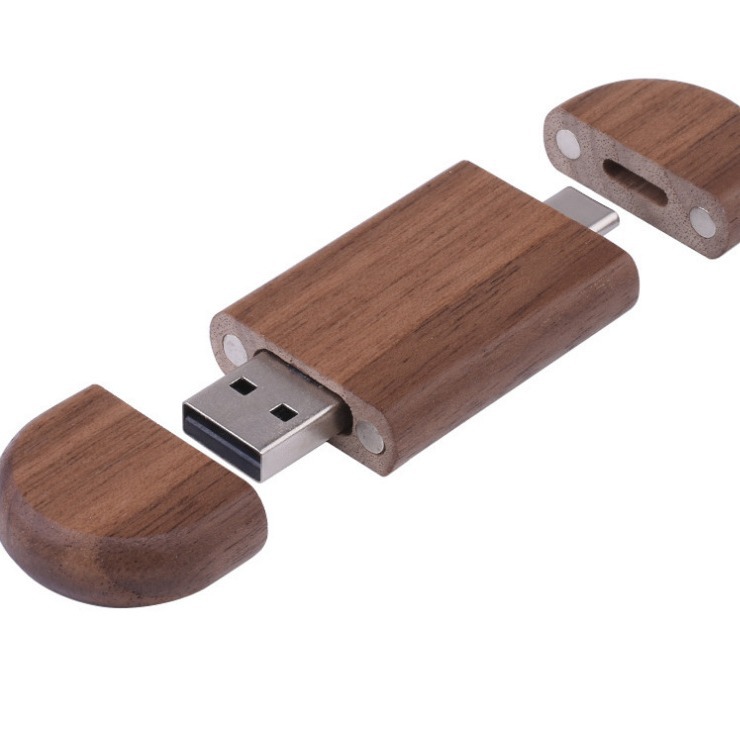 Maple Box Carved Wooden 2 In 1 Mobile Phone U-disk TYPE-C photo 2