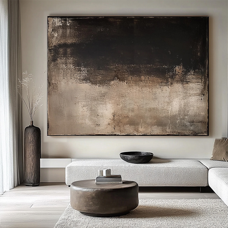 Purely Hand-painted Oil Painting In Wabi-sabi Style With A Three-dimensional Textured Effect For The Sofa Backdrop photo 5