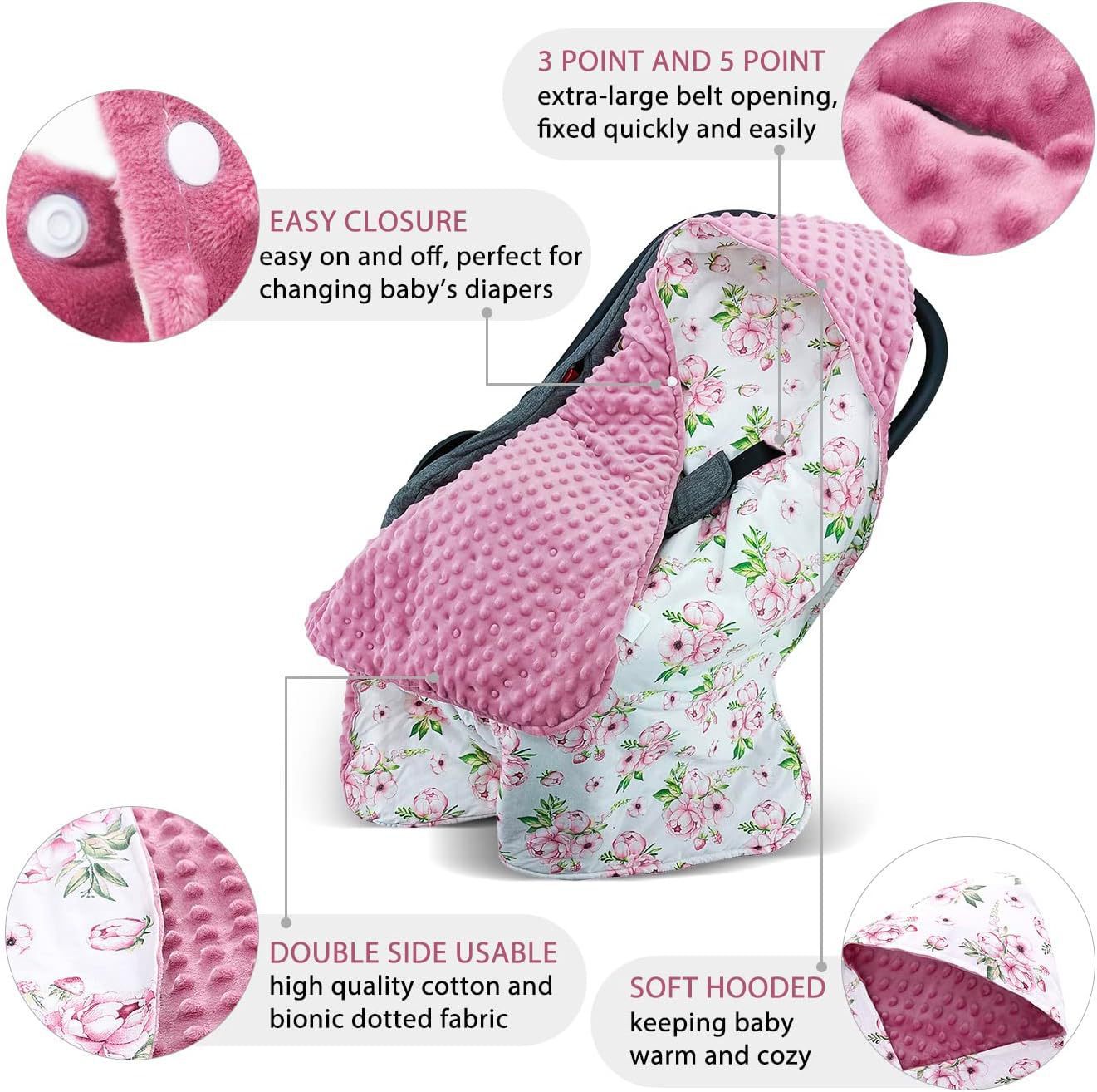 Hooded Swaddle Blanket Multi-Functional Baby Bassinet Cover Double-Sided Newborn Flannel Swaddle Wrap photo 5