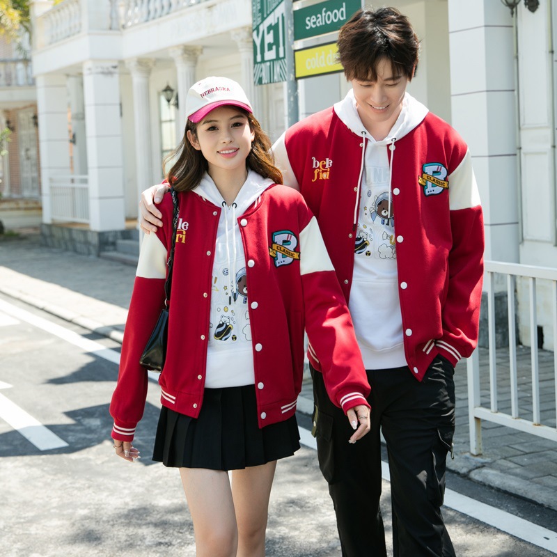 Parent-child Matching Outfit Fleece-lined Baseball Jacket Thickened Hoodie photo 5