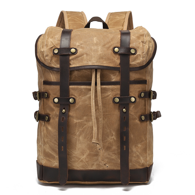 Leisure Travel Bag Water-resistant Canvas Bag With Top-layer Cowhide photo 8