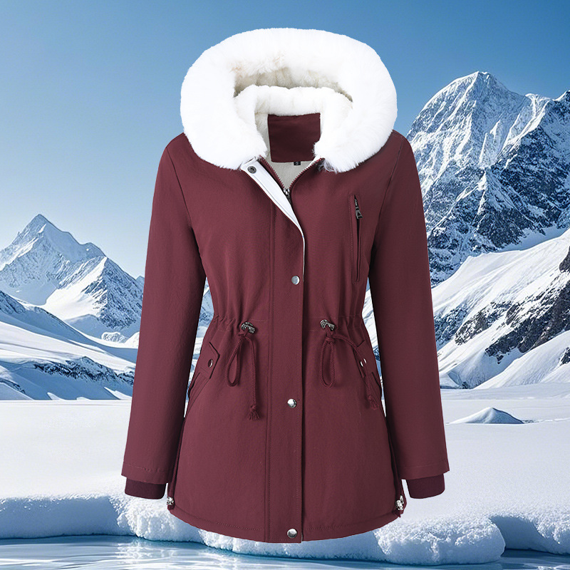 Hooded Fur-collar Thickened Warm Coat photo 2