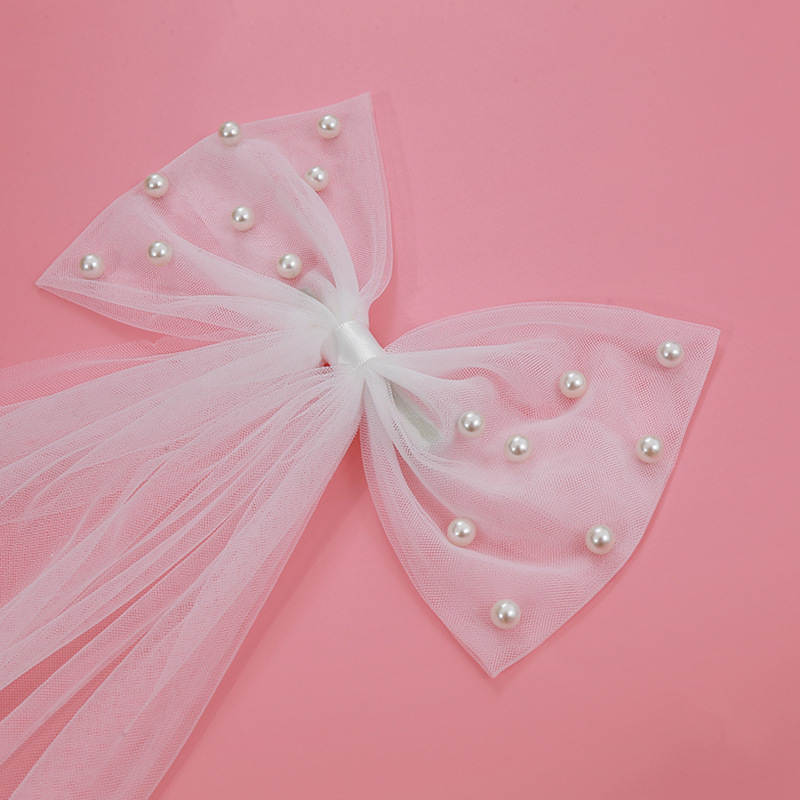 Bridal Veil With Pearl Bow Hair Clip And Gold-stamped Sash Set For Bachelorette Parties photo 4