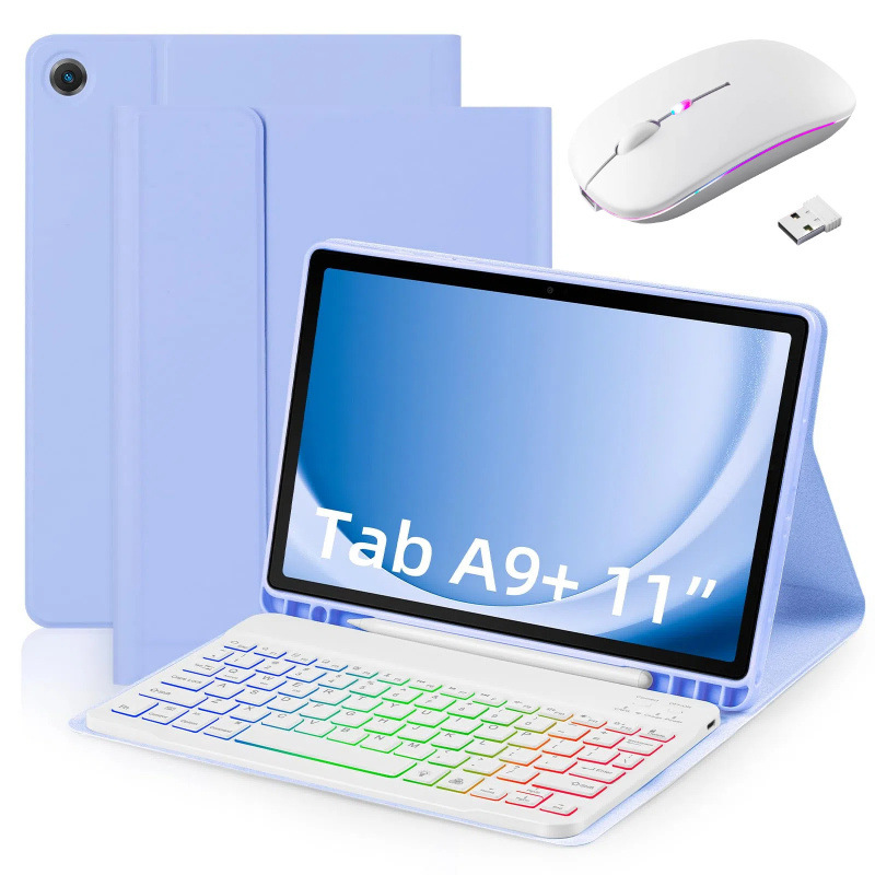 Magnetic Bluetooth Keyboard Case for Samsung Galaxy Tab A9 Plus - Detachable Backlit Tri-Color Protective Cover with Stand Function photo 6