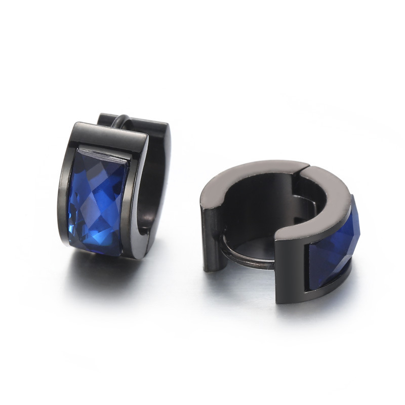 Cross-border European And American-style Personalized Earrings Titanium Steel Round Glass Ear Clips photo 4