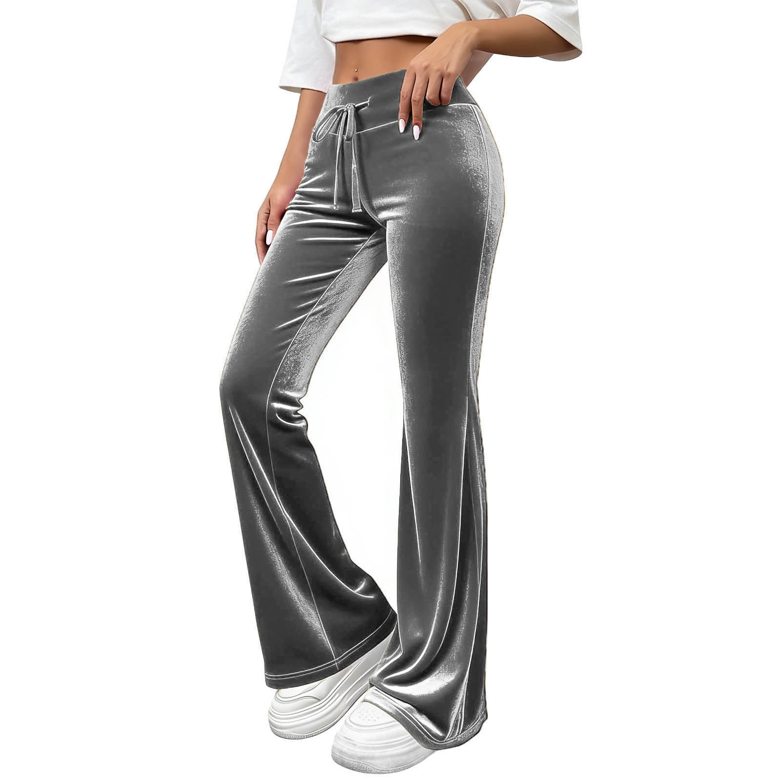 Commuter Slimming Casual Flared Pants Velvet Draped Long Trousers photo 7