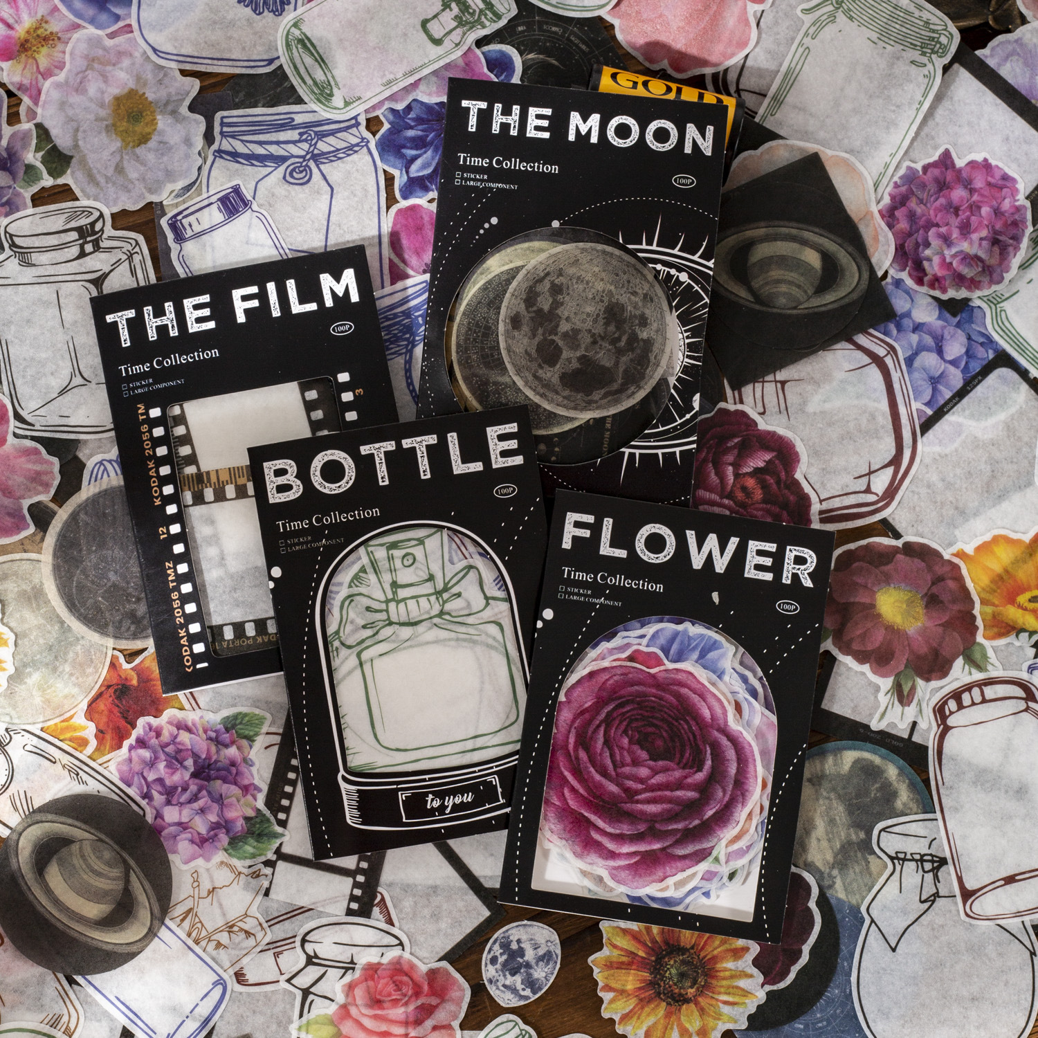Beautiful Day Time Series Bottle Film Moon Flower Theme Washi Sticker Pack photo 1