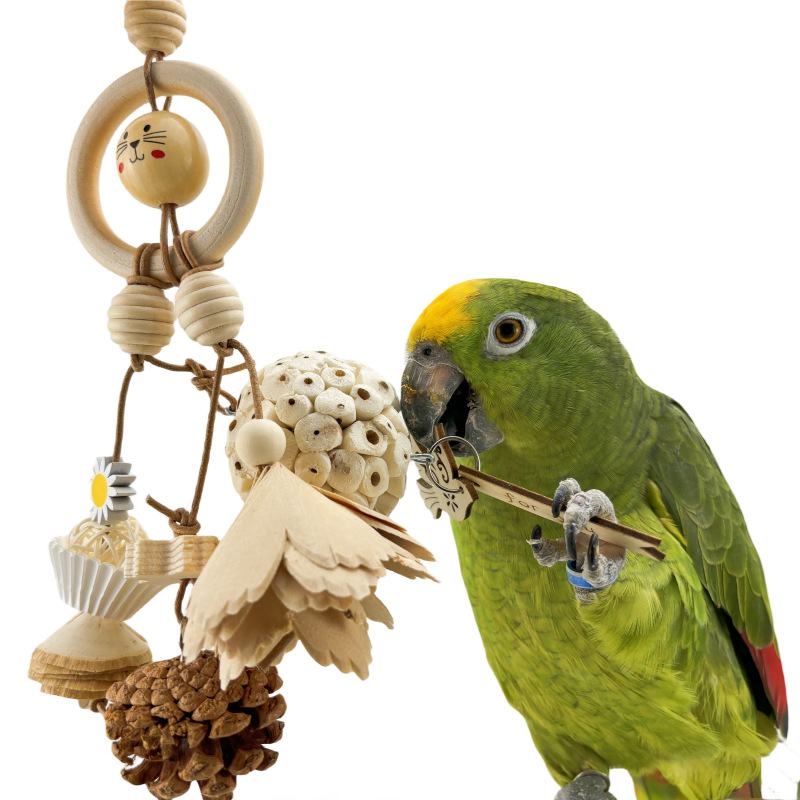 Parrot Natural Ricepaperplant Pith Ball Safety Plant Gnawing Molar Toy photo 2