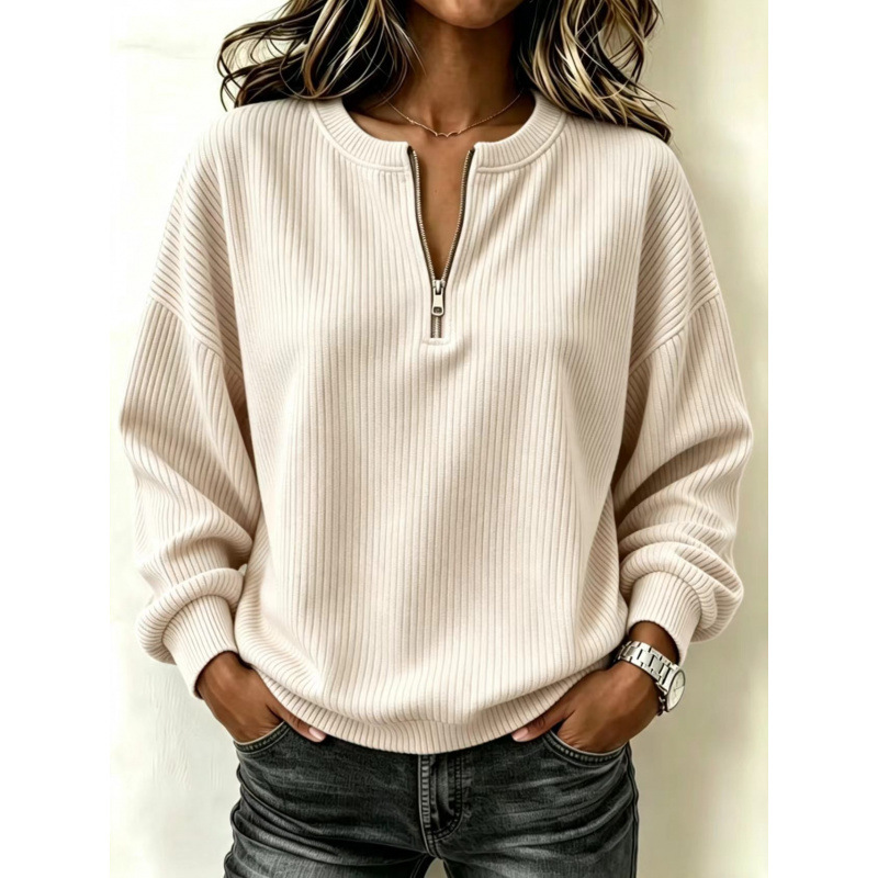 Zip-up Long-sleeve Drop-shoulder Casual Loose-fitting Crew Neck photo 8