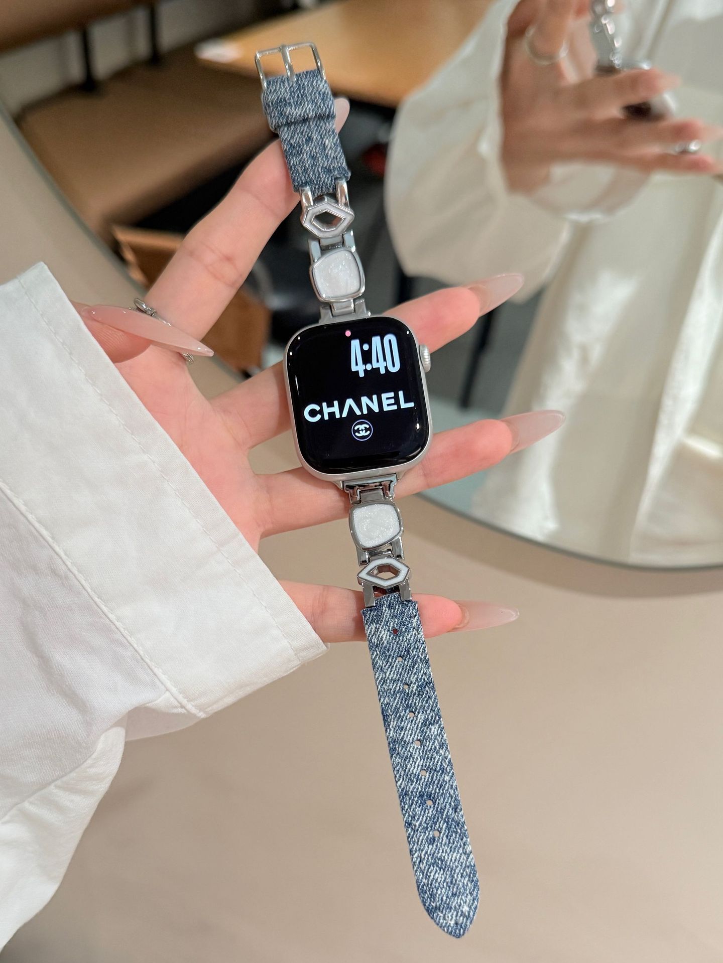 Fashionable Irregular Epoxy Denim Watch Strap photo 3