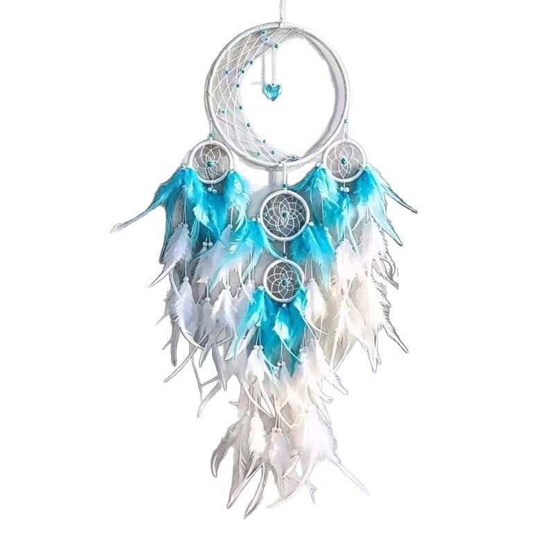 Loving-Heart Dreamcatcher Two-Tone Feather Hand-Woven Hanging Ornament photo 7