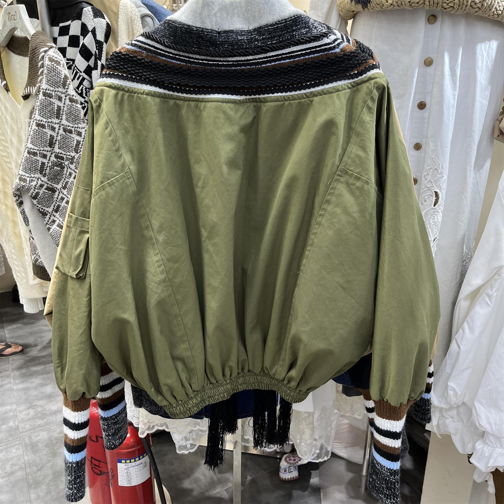 Arrival Fashionable Womens Jacket With Rivet Detailing Color-block Patchwork And Tassel Accents photo 3