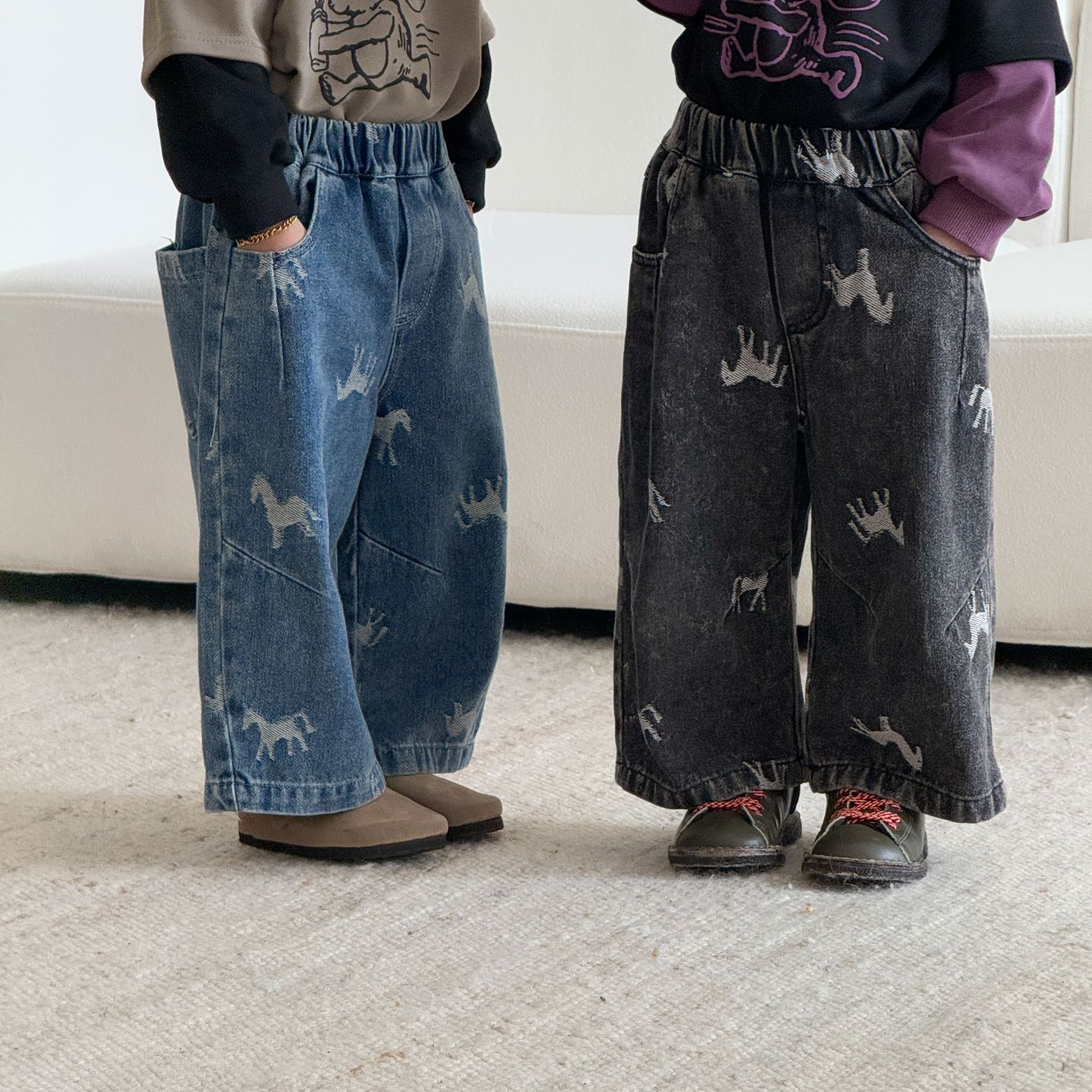 Kids' Denim Pants Loose-fit Boys' Wide-leg Pants photo 3